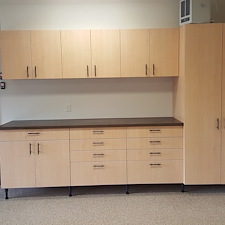 Custom Maple Garage Cabinets with Mocha Epoxy Floor – McCall, Idaho