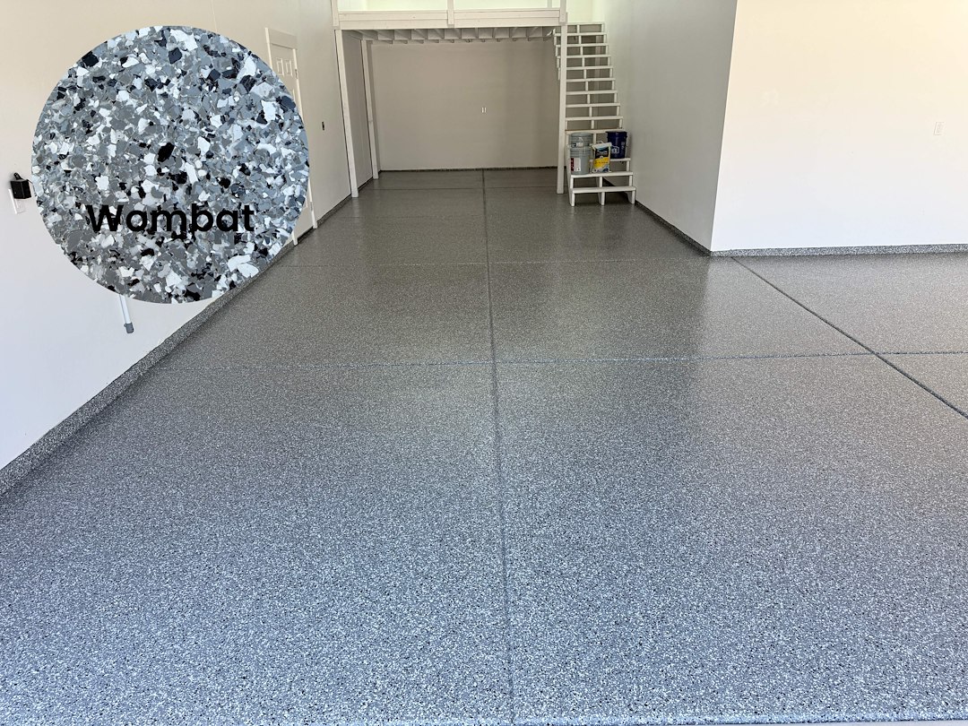 Garage Floor Coating Completed in Star, Idaho – Wombat Flake Blend