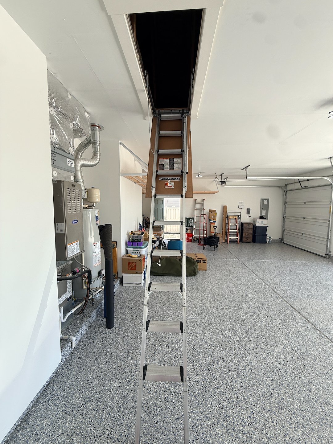 Garage Makeover in Middleton, Idaho: Epoxy Floor Coating, Wall Shelving & 100 Square Feet of New Storage