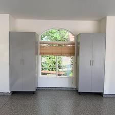 Premium-Silver-Frost-Garage-Cabinets-Wombat-Epoxy-Floor-Installed-in-Star-Idaho 1