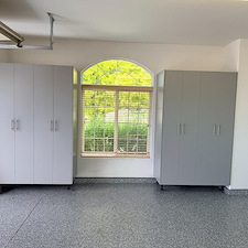 Premium-Silver-Frost-Garage-Cabinets-Wombat-Epoxy-Floor-Installed-in-Star-Idaho 0